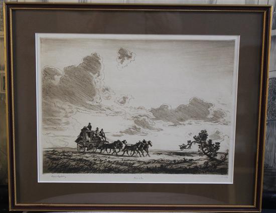 Sir Lionel Lindsay (1864-1971) Coach and horses- Cobb & Co, 8.5 x 12in.